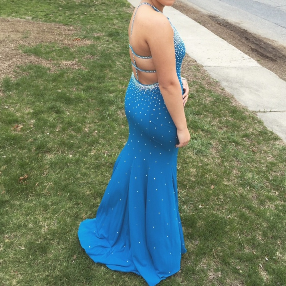 Jovani Teal Rhinestone Prom Dress #90640